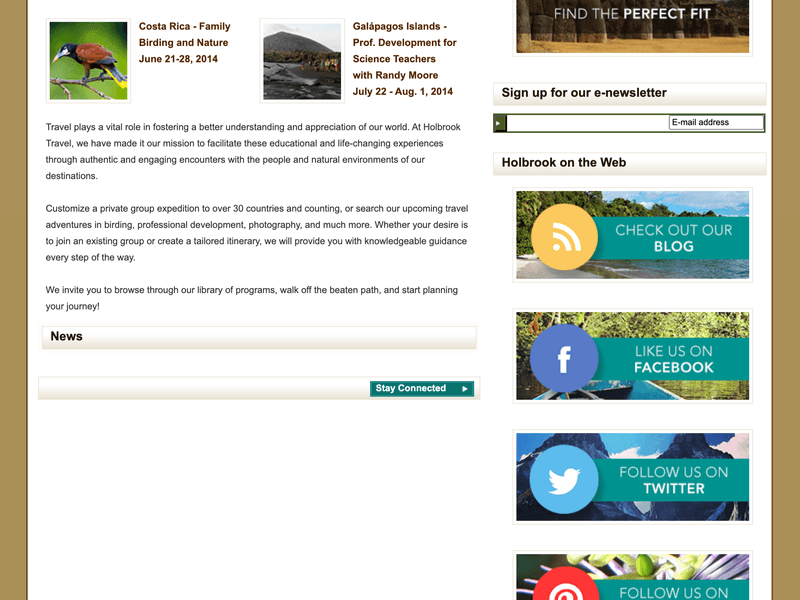 Holbrook Travel website redesigns