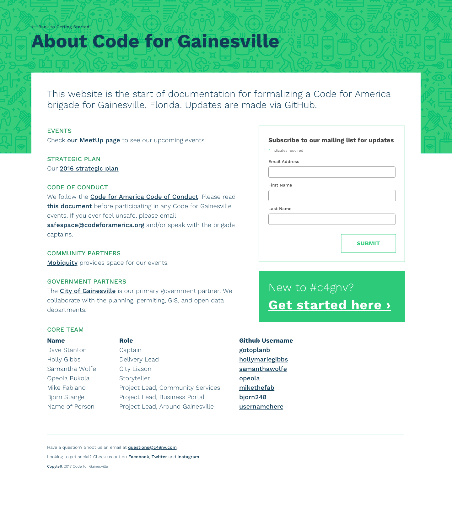 Code for Gainesville — about page
