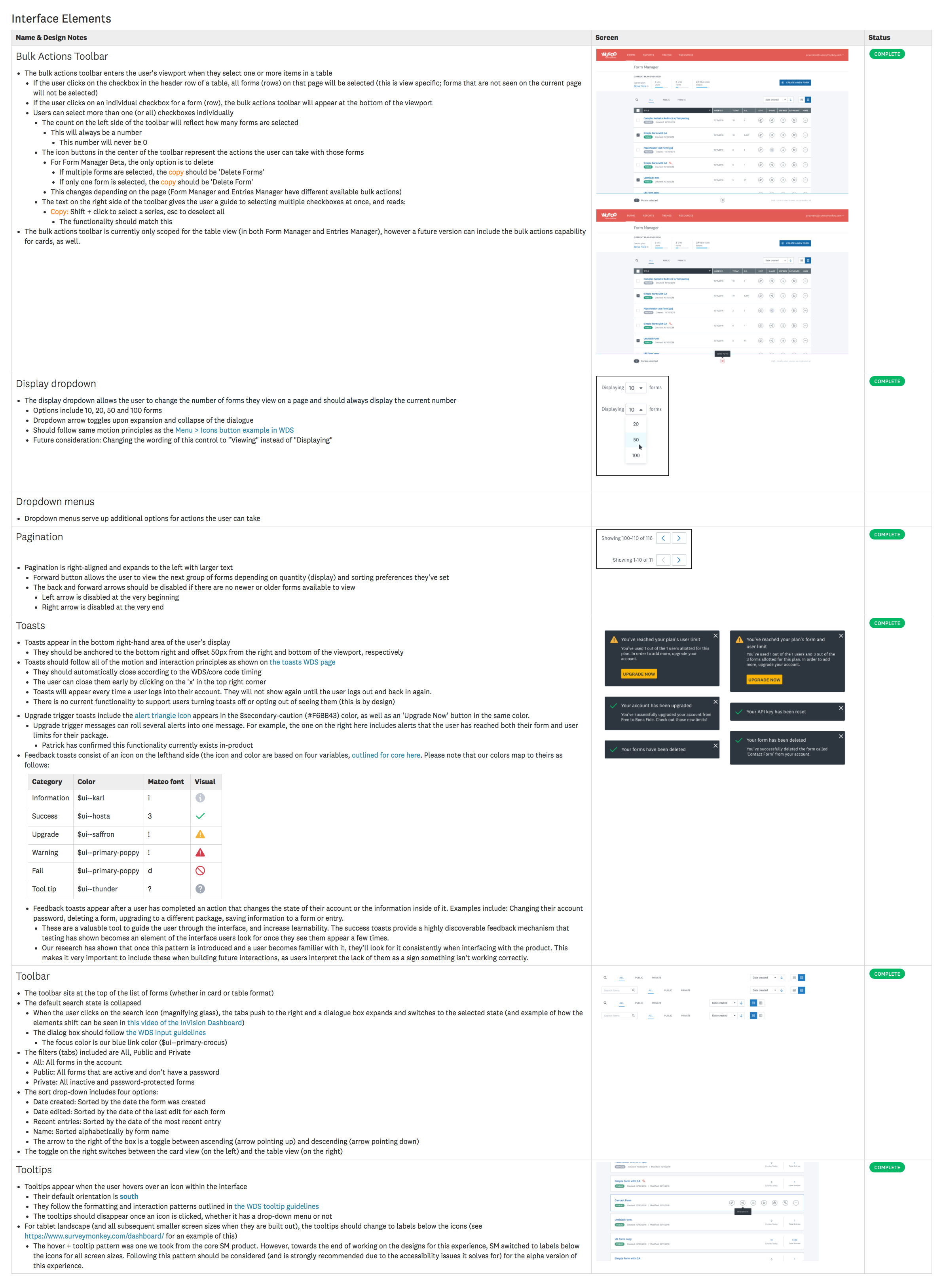 Wufoo design spec in the new design system