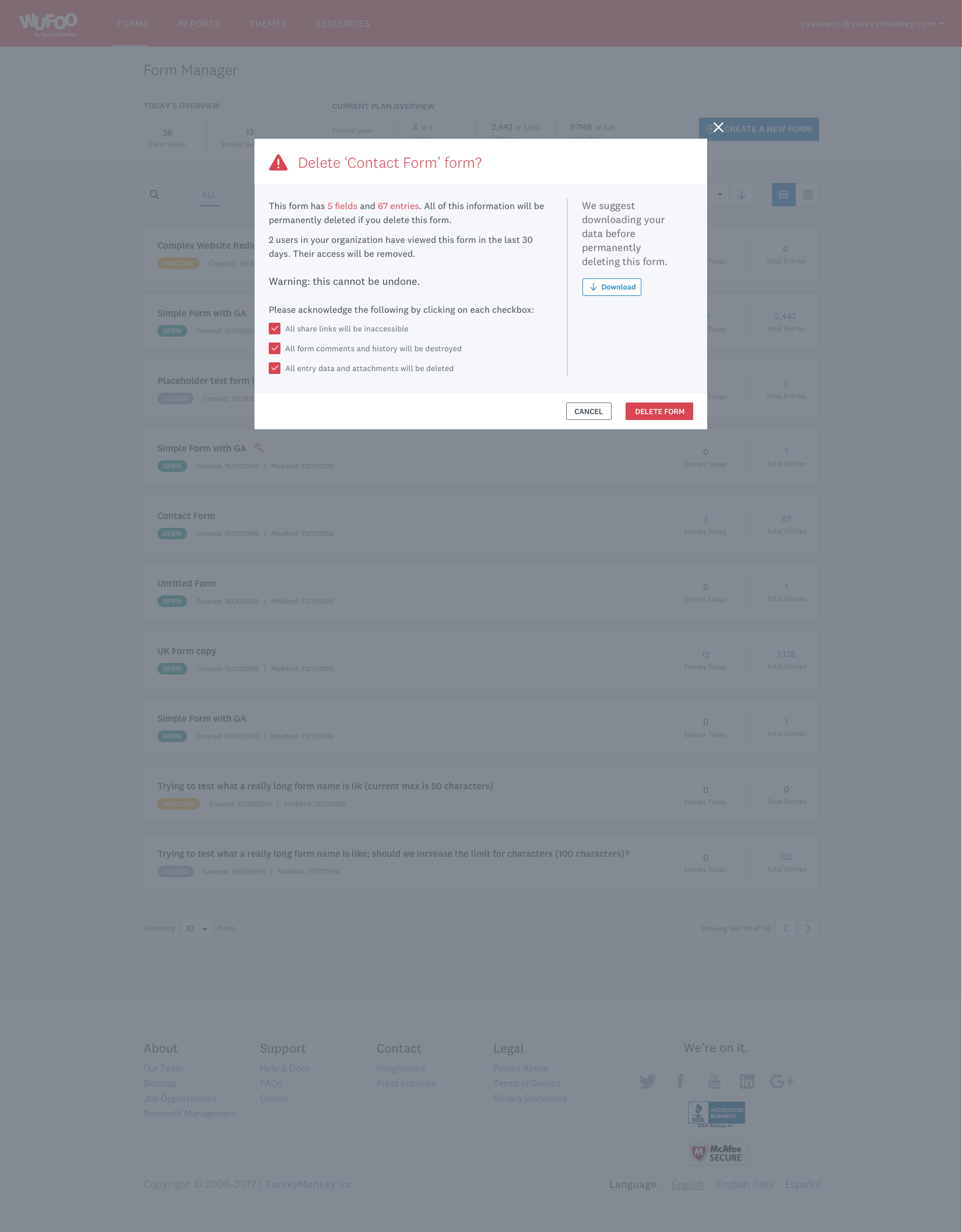 Final design — delete confirmation