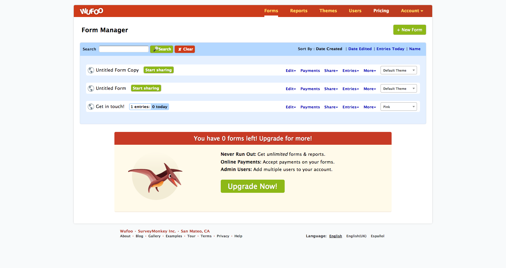 Wufoo before — form manager
