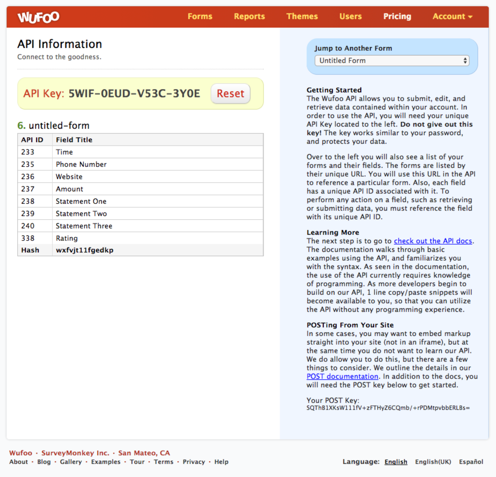 Wufoo before — form manager state 3