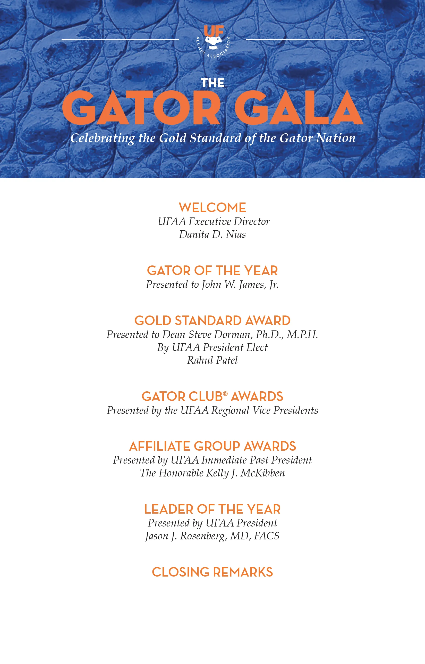 Gator Gala event program